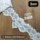 3 meters Offwhite Stretch Elastic Lace 65mm #DEN250620u - ACCESSOIRES LEDUC BV